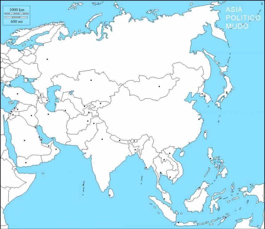 mapa mudo de asia con paises y capitales