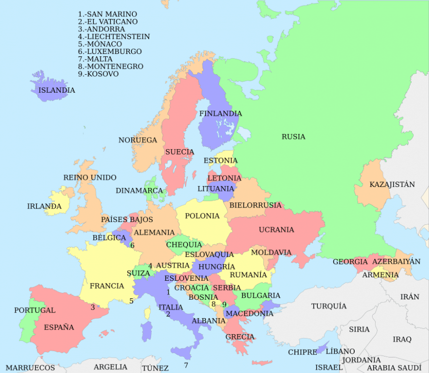 Europa con los paises y sus nombres