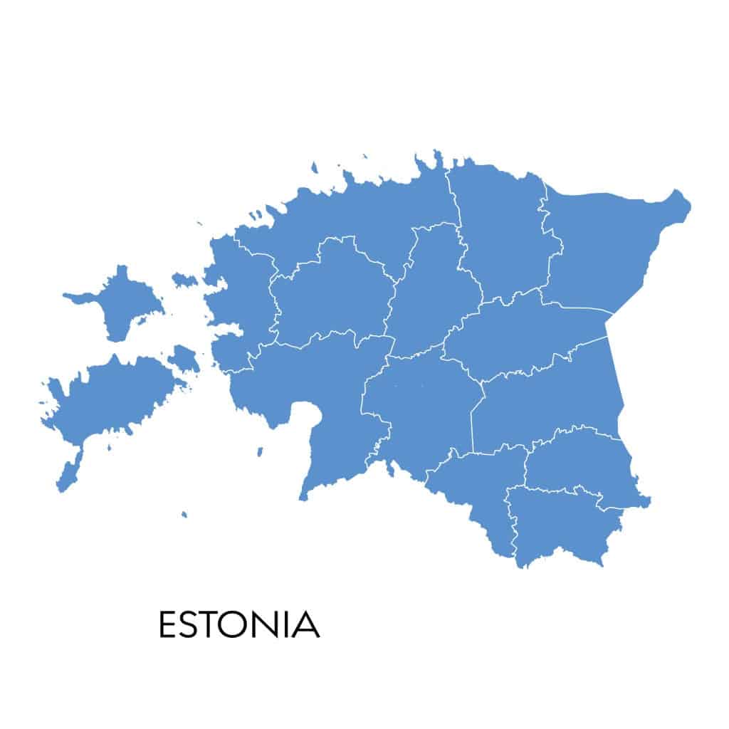 mapa de Estonia sin nombres