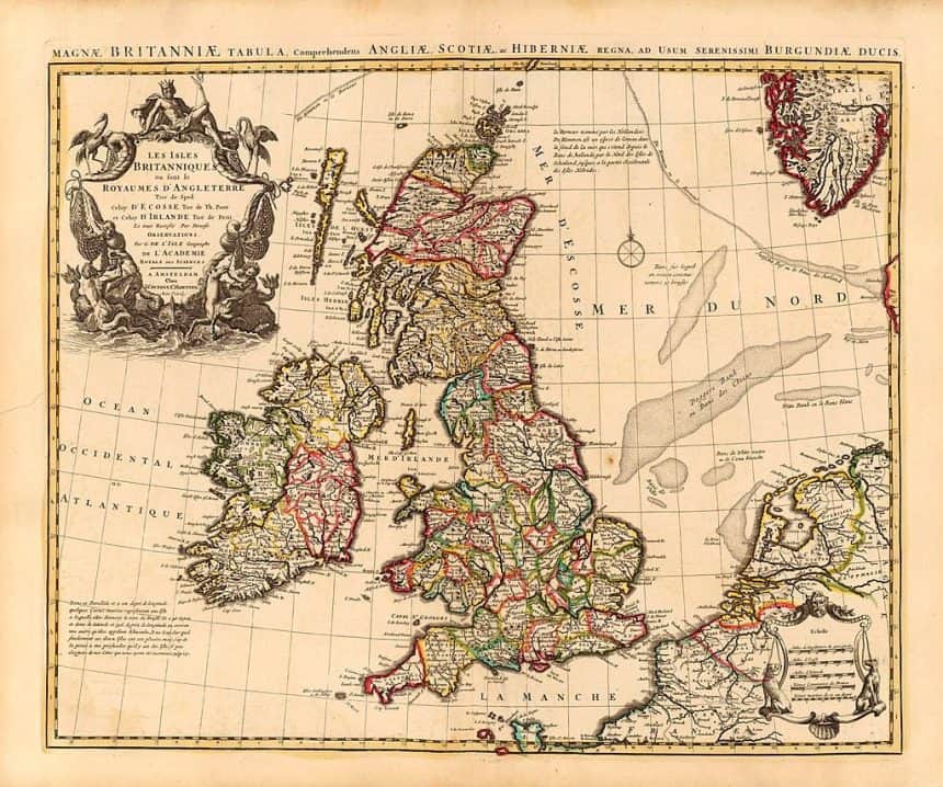 mapas antiguos de Gran Bretaña e Irlanda