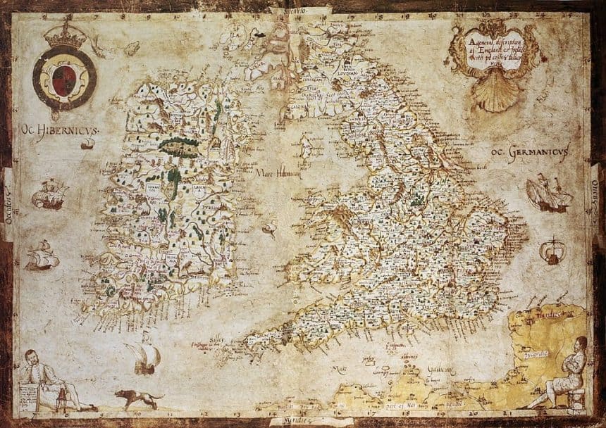 mapa antiguo del Reino Unido