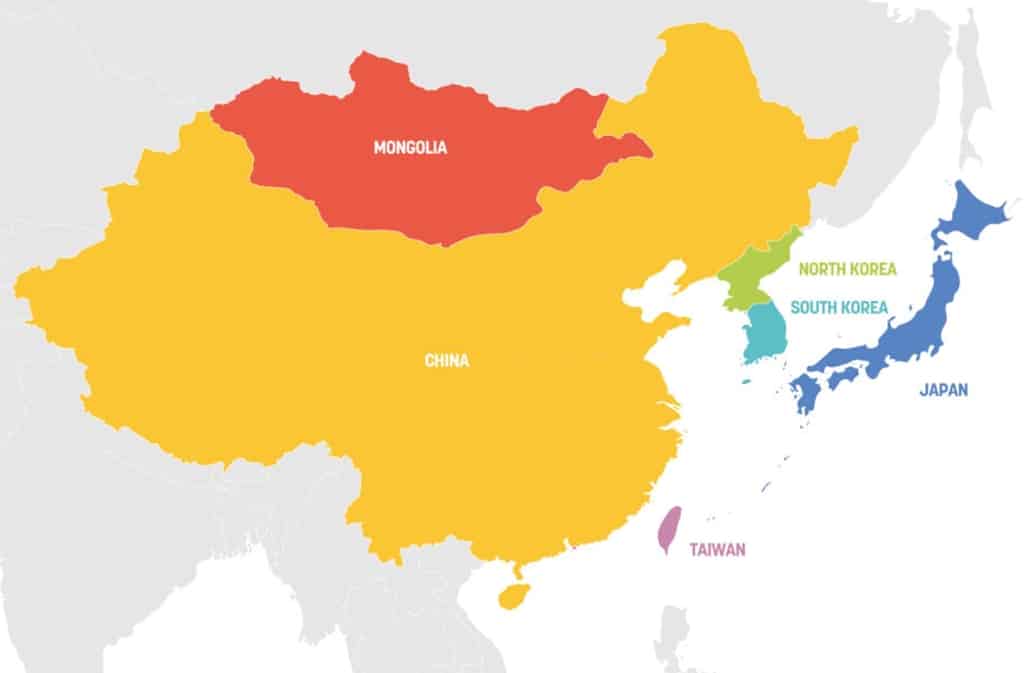 Asia Oriental: Japon, China, Vietnam, Coreas, Hong Kong, Taiwan...