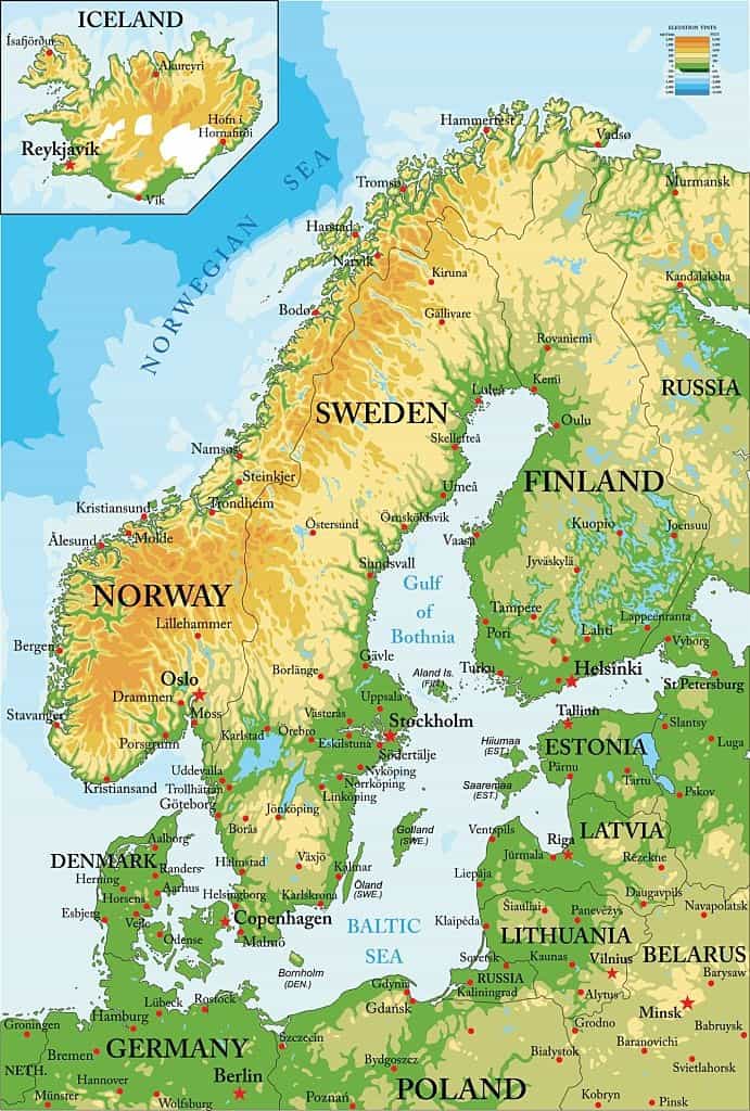 Países escandinavos: Suecia, Noruega, Finlandia