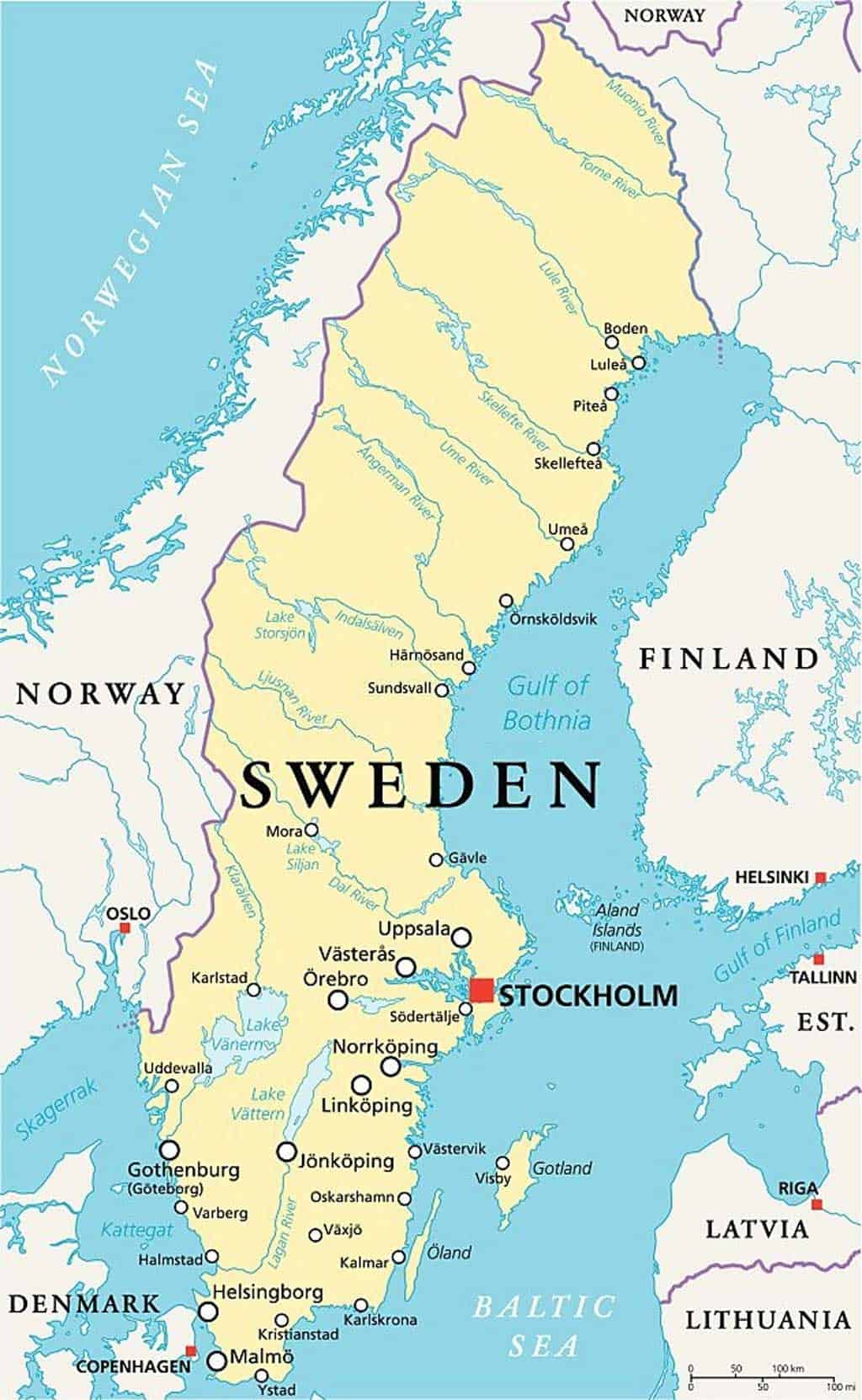 Ciudades De Suecia Mapa