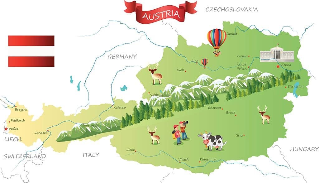 Austria mapa dibujos niños