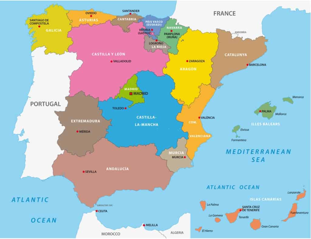 España mapa comunidades - Mapa administrativo de España - Mapa federal de España