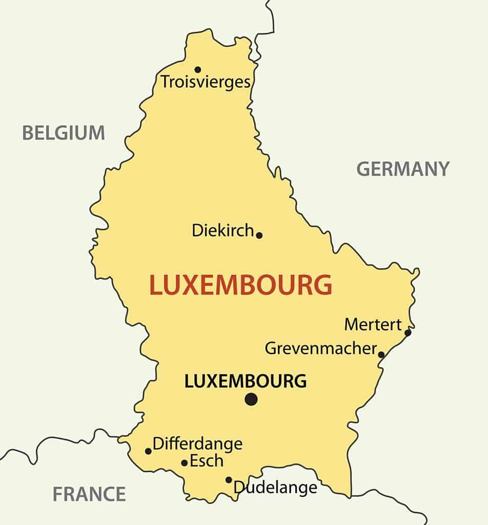 Mapa de Luxemburgo y sus ciudades