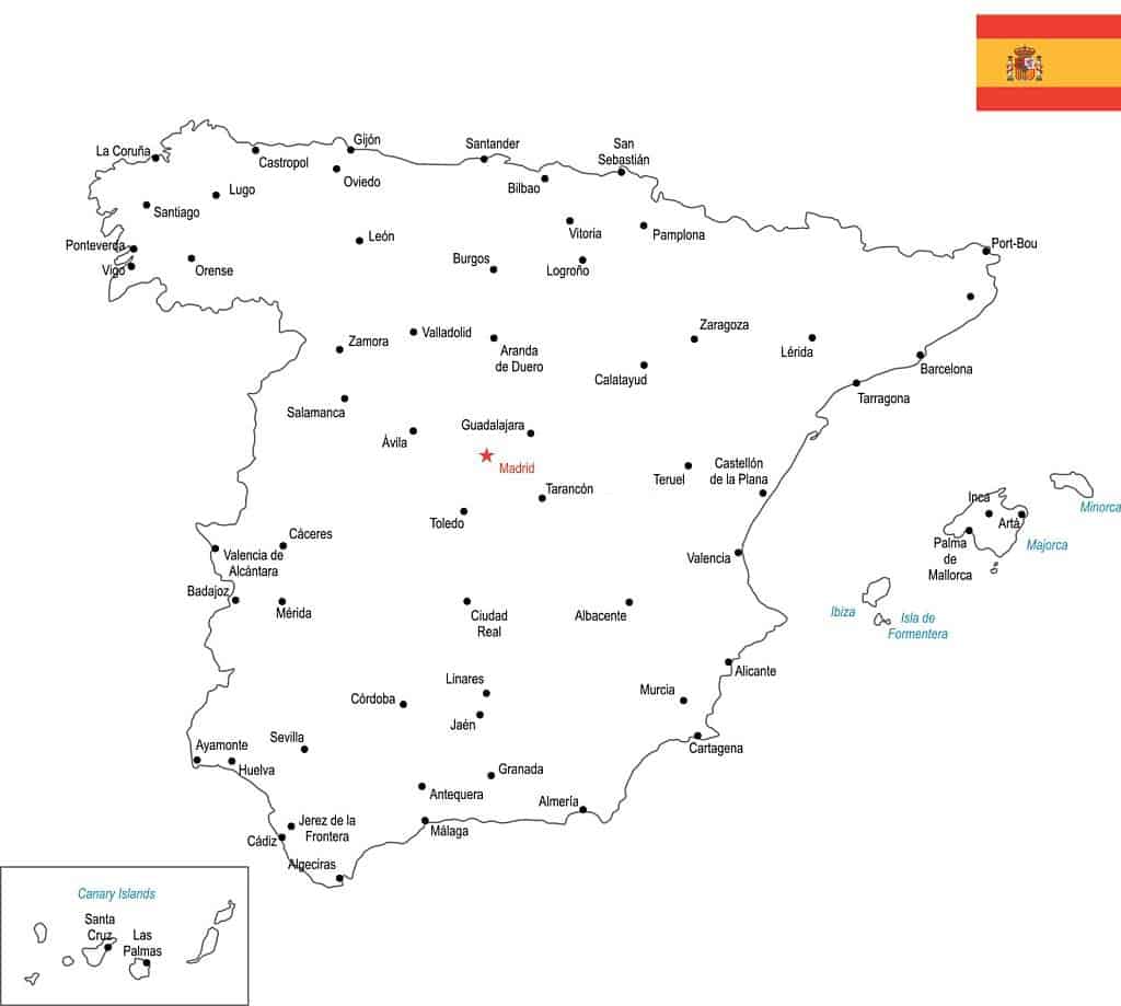 Ciudades de España mapa - mapa administrativo de España