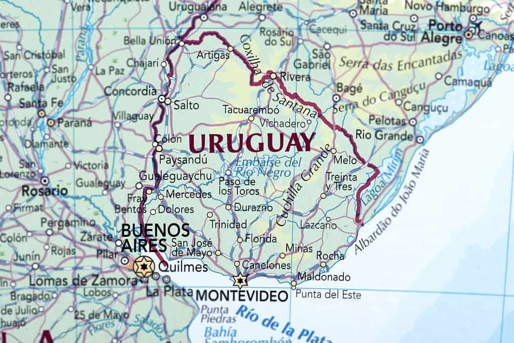 carreteras de Uruguay - mapa