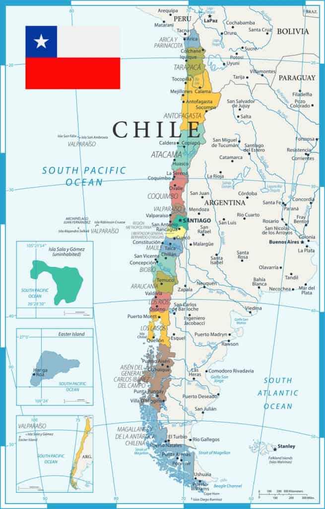 Departamentos de Chile y bandera de Chile