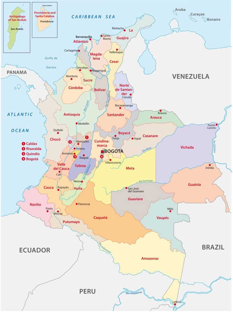 mapa político - administrativo de Colombia