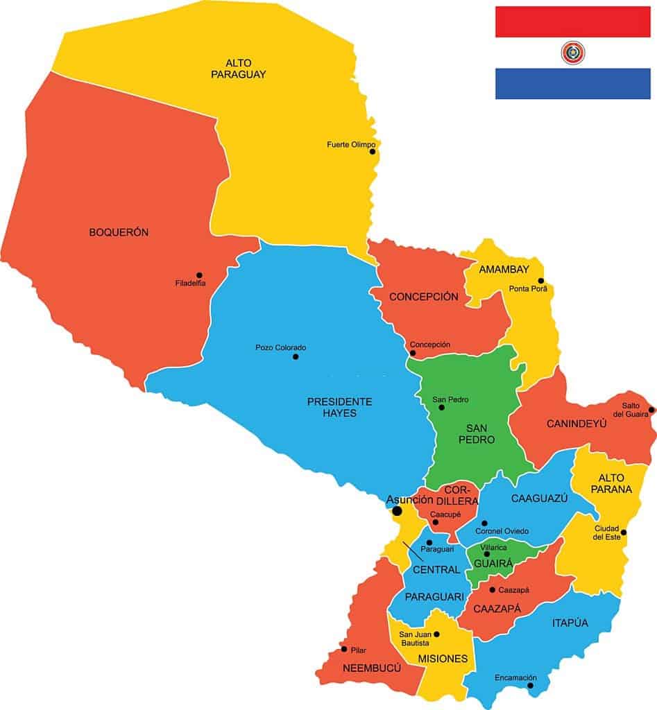 departamentos y capitales de Paraguay