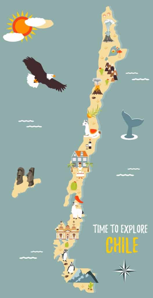 mapa de Chile con dibujos