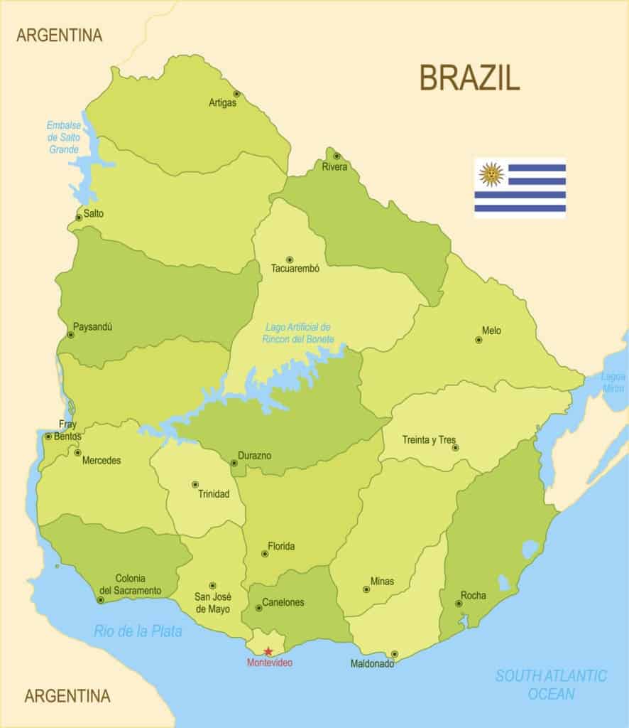 Departamentos de Uruguay con sus capitales