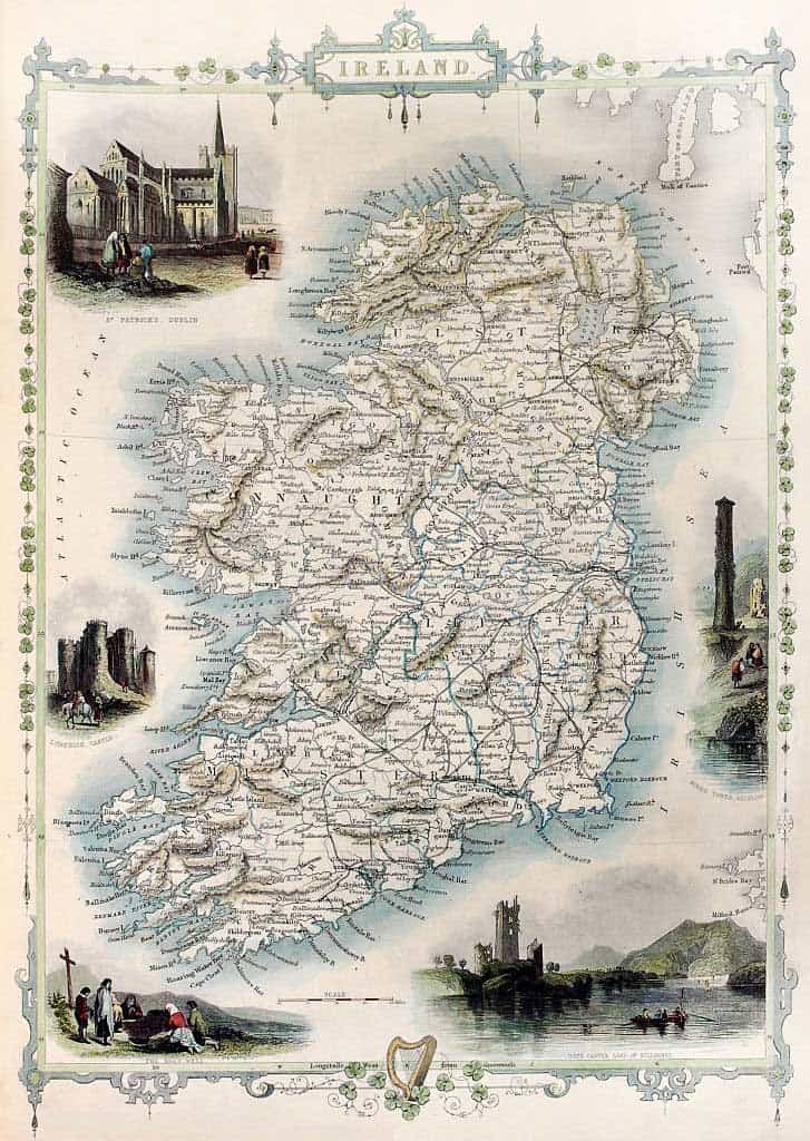 Antiguo mapa de Irlanda.