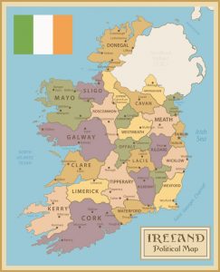 Mapa administrativo de Irlanda.