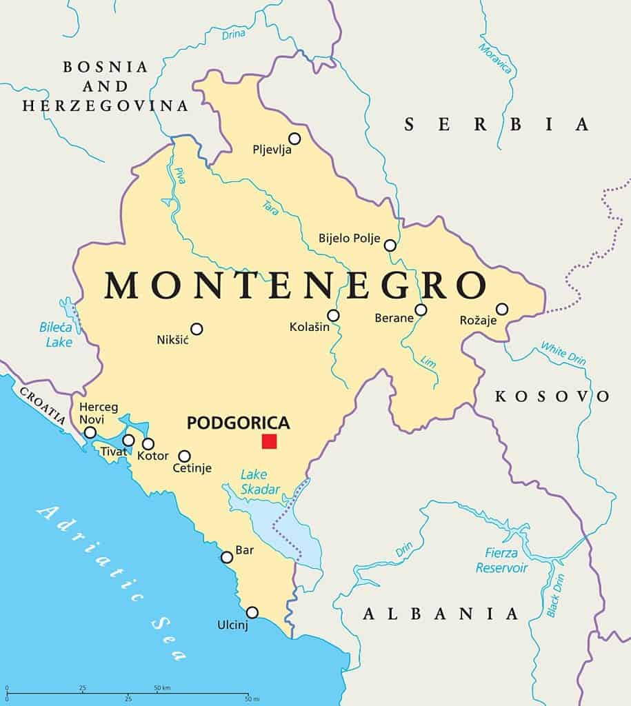 Mapa d República de Montenegro