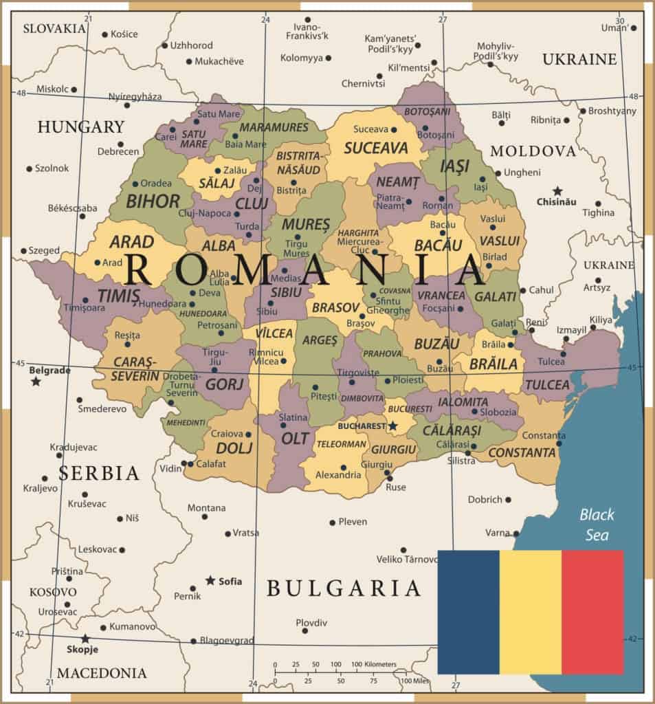 Mapa administrativo de Rumanía