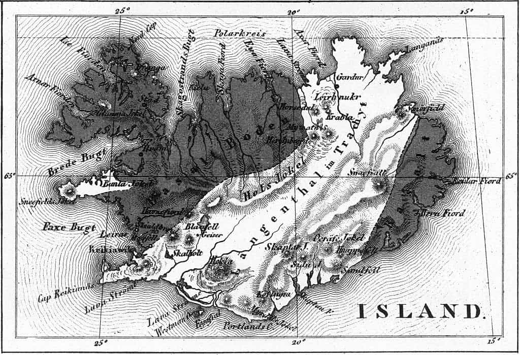 Antiguo mapa de Islandia